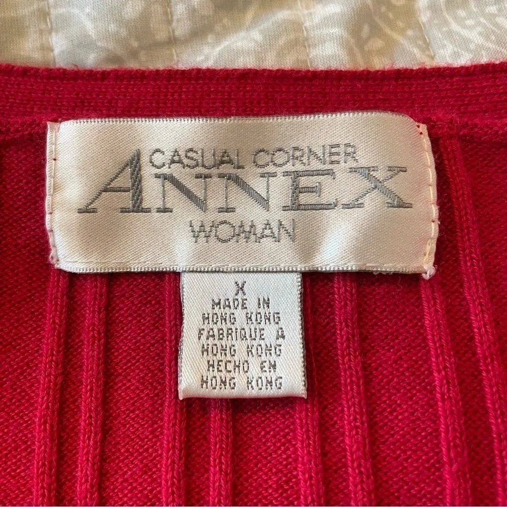 Casual Corner Annex Red Ribbed Button Up Long Sleeve Sweater 1X